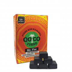 Уголь для кальяна кокосовый Qoco Turbo Mr. Flat (120 куб)
